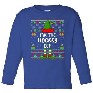 Funny Family Matching Ugly Im The Hockey Elf Christmas Great Gift Toddler Long Sleeve Shirt