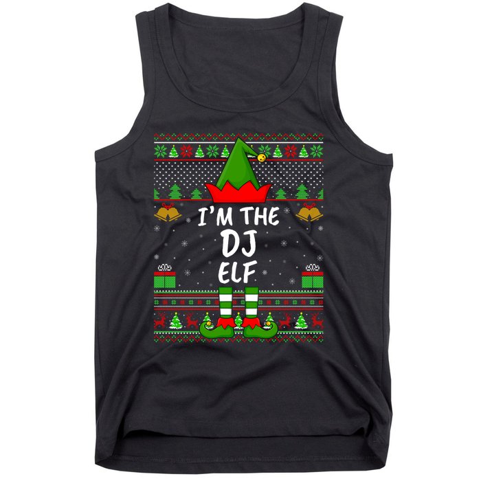 Funny Family Matching Ugly IM The Dj Elf Christmas Tank Top