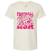 Funny Football Mom Baller Mom Football Game Day Mom V-Neck T-Shirt