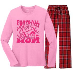 Funny Football Mom Baller Mom Football Game Day Mom Women's Long Sleeve Flannel Pajama Set 