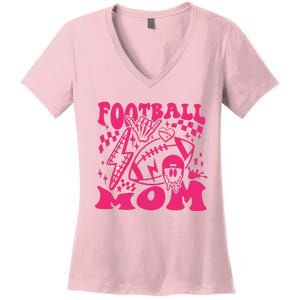 Funny Football Mom Baller Mom Football Game Day Mom Women's V-Neck T-Shirt