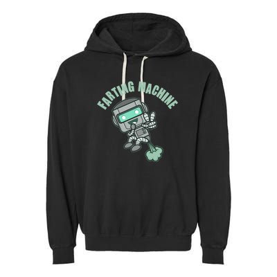 Funny Farting Machine Robot Garment-Dyed Fleece Hoodie