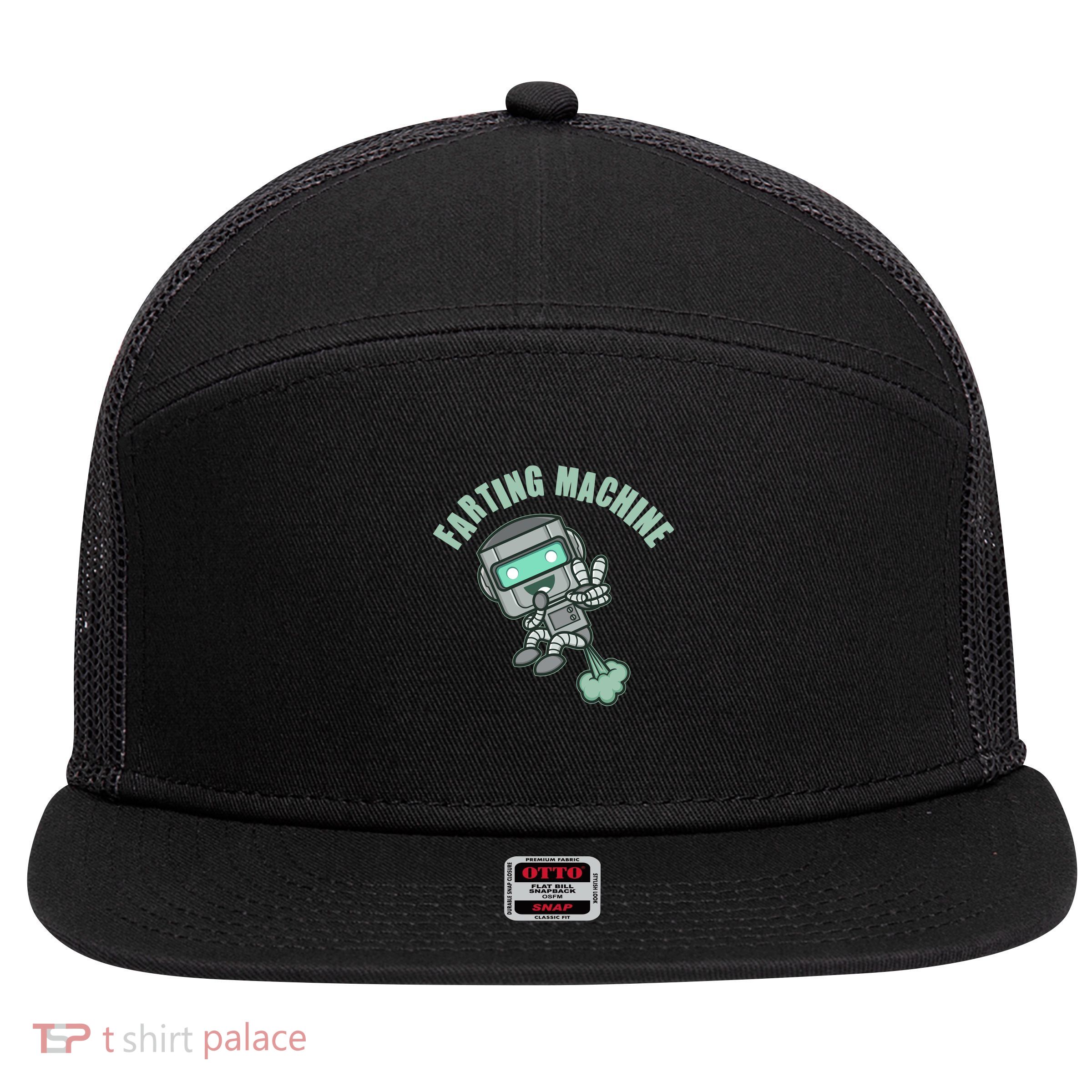 Funny Farting Machine Robot 7 Panel Mesh Trucker Snapback Hat