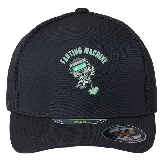 Funny Farting Machine Robot Flexfit Unipanel Trucker Cap