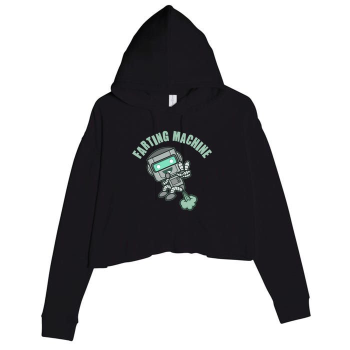 Funny Farting Machine Robot Crop Fleece Hoodie