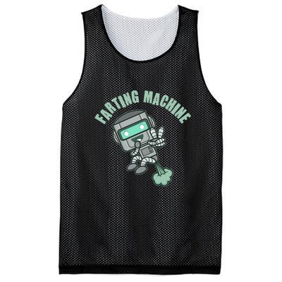 Funny Farting Machine Robot Mesh Reversible Basketball Jersey Tank