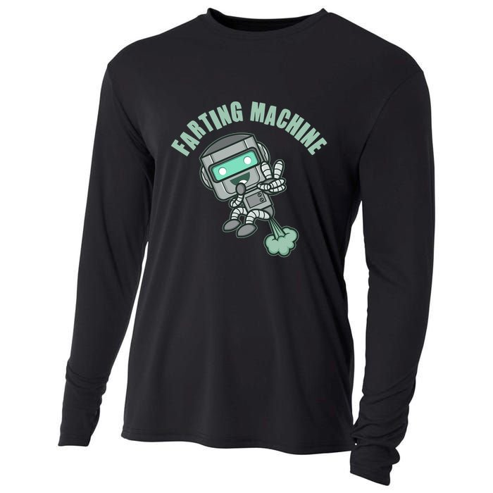 Funny Farting Machine Robot Cooling Performance Long Sleeve Crew