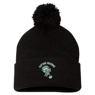 Funny Farting Machine Robot Pom Pom 12in Knit Beanie