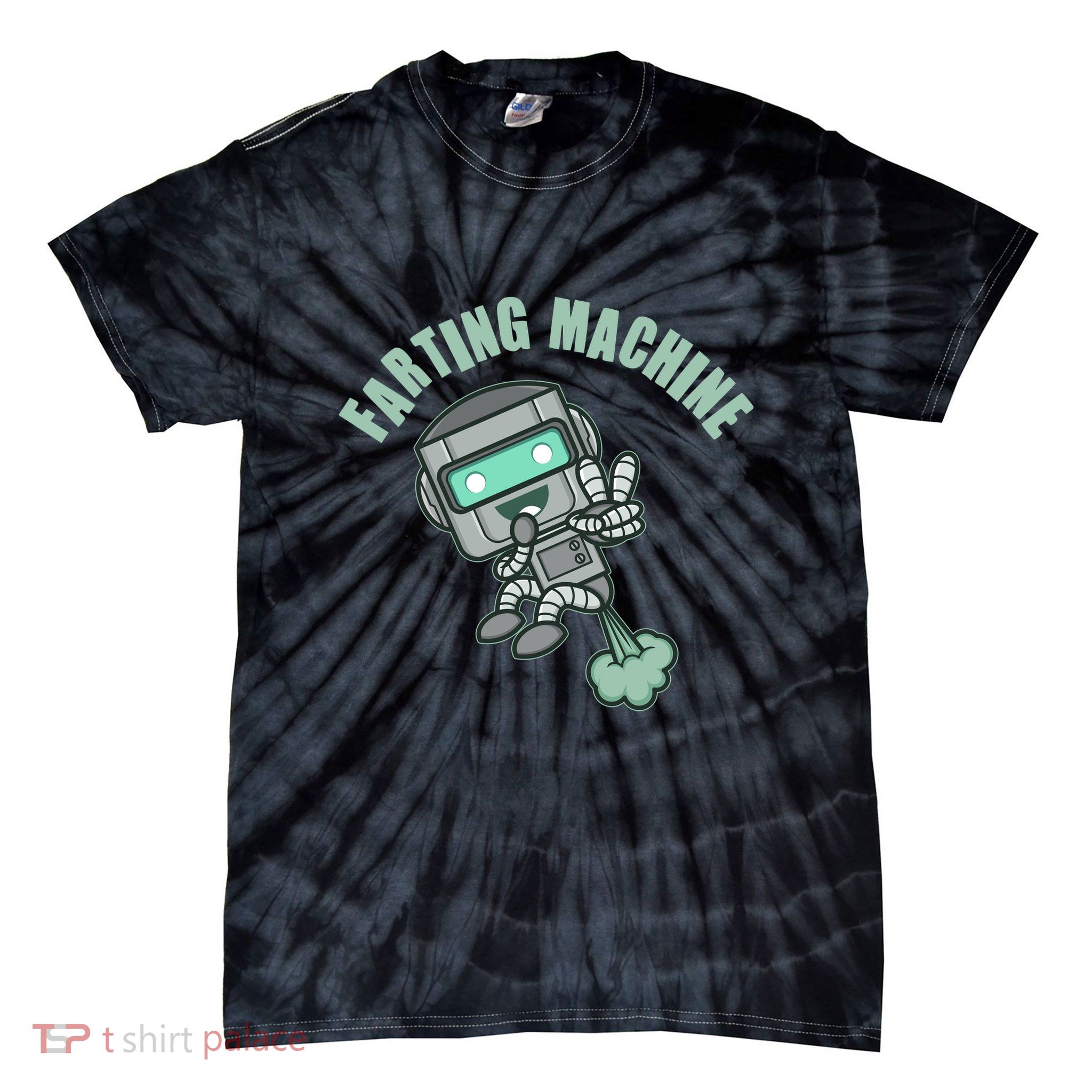 Funny Farting Machine Robot Tie-Dye T-Shirt