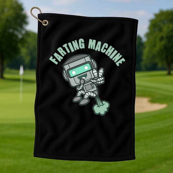 Funny Farting Machine Robot Golf Towel