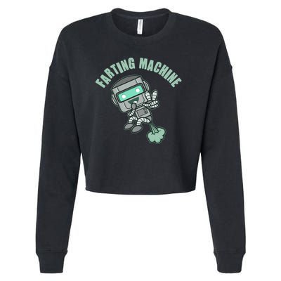 Funny Farting Machine Robot Cropped Pullover Crew