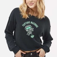 Funny Farting Machine Robot Cropped Pullover Crew