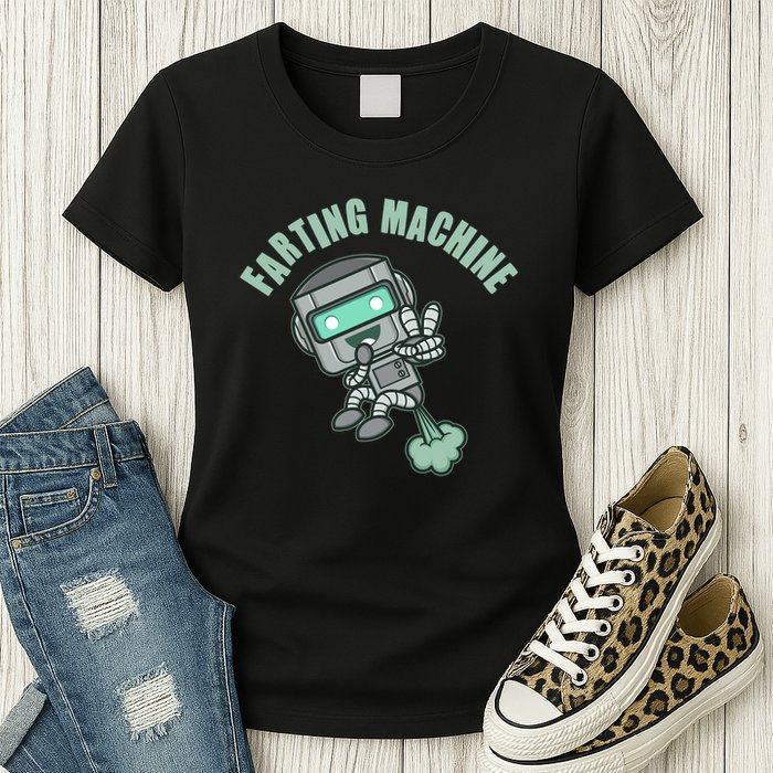 Funny Farting Machine Robot Womens T-Shirt