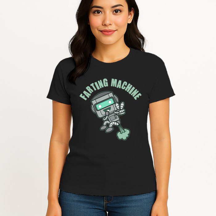 Funny Farting Machine Robot Womens T-Shirt