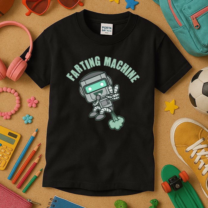 Funny Farting Machine Robot Kids T-Shirt