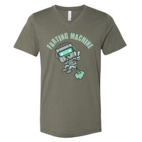 Funny Farting Machine Robot V-Neck T-Shirt