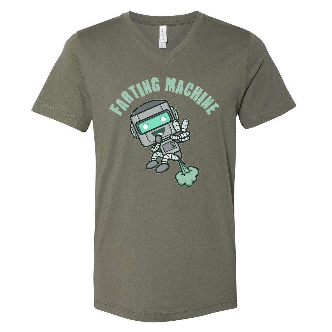 Funny Farting Machine Robot V-Neck T-Shirt