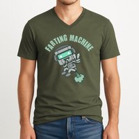 Funny Farting Machine Robot V-Neck T-Shirt