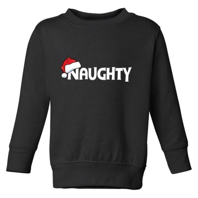 Funny Family Matching Naughty Nice Funny Christmas Santa Hat Toddler Sweatshirt