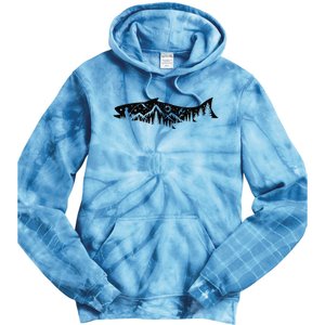 Fishing Forest Mountain Silhouette Outdoor Adventure Fishing Tie Dye Hoodie