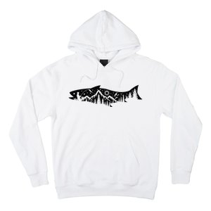 Fishing Forest Mountain Silhouette Outdoor Adventure Fishing Hoodie