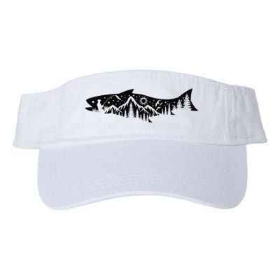 Fishing Forest Mountain Silhouette Outdoor Adventure Fishing Valucap Bio-Washed Visor