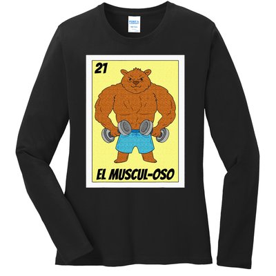 Funny Fitness Mexican Design El Musculoso Ladies Long Sleeve Shirt