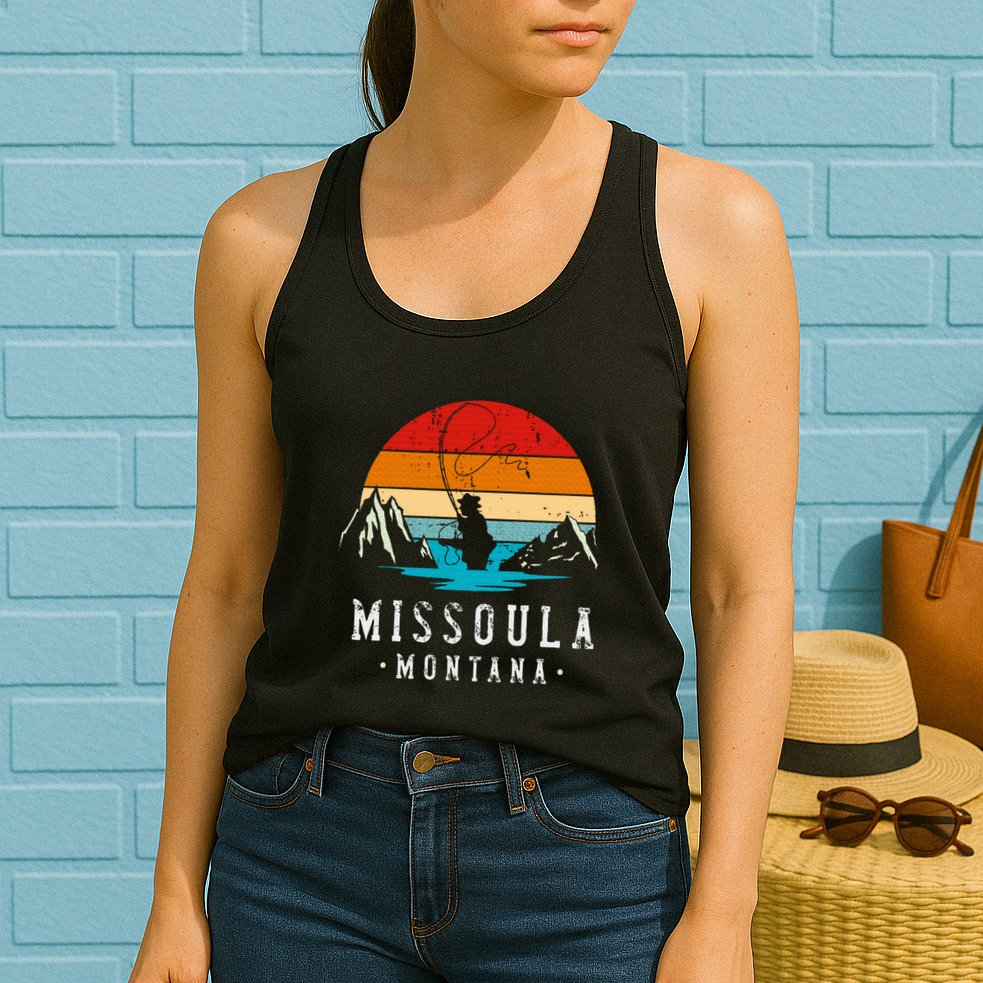 Fly Fishing Missoula Montana Womens Tank Top
