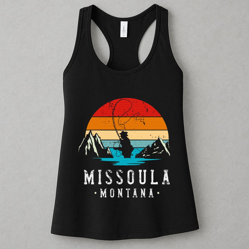 Fly Fishing Missoula Montana Womens Tank Top