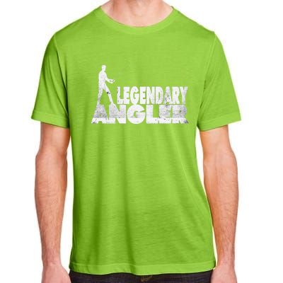 Fishing Fans Motif Legendary Angler Saying With Rod Design Adult ChromaSoft Performance T-Shirt