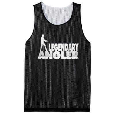 Fishing Fans Motif Legendary Angler Saying With Rod Design Mesh Reversible Basketball Jersey Tank