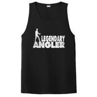 Fishing Fans Motif Legendary Angler Saying With Rod Design PosiCharge Competitor Tank