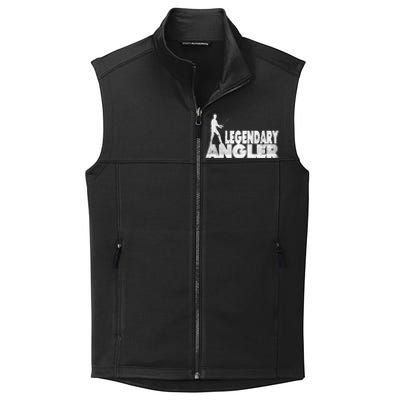 Fishing Fans Motif Legendary Angler Saying With Rod Design Collective Smooth Fleece Vest