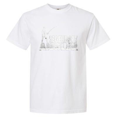 Fishing Fans Motif Legendary Angler Saying With Rod Design Garment-Dyed Heavyweight T-Shirt