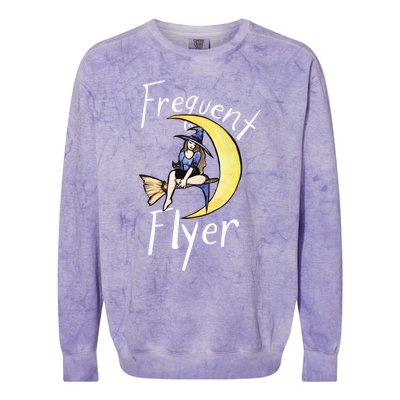 Frequent Flyer Moon Witch Meaningful Gift Colorblast Crewneck Sweatshirt