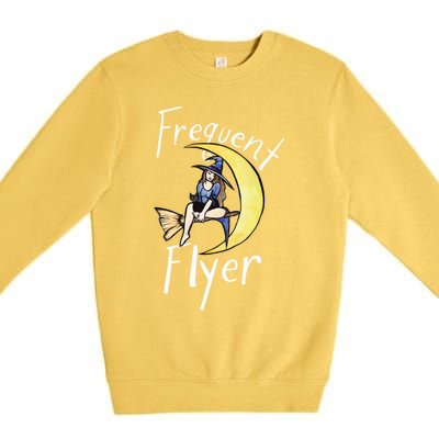 Frequent Flyer Moon Witch Meaningful Gift Premium Crewneck Sweatshirt