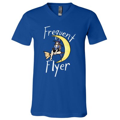 Frequent Flyer Moon Witch Meaningful Gift V-Neck T-Shirt