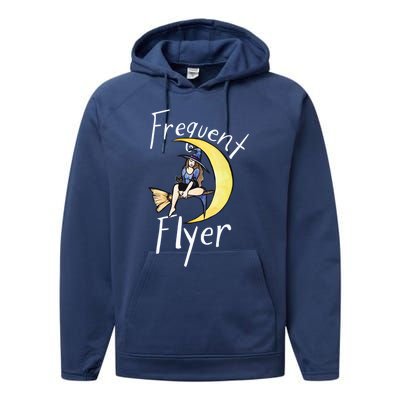 Frequent Flyer Moon Witch Meaningful Gift Performance Fleece Hoodie