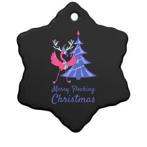 Funny Flamingo Merry Flocking Christmas Tree Decorating Great Gift Ceramic Star Ornament