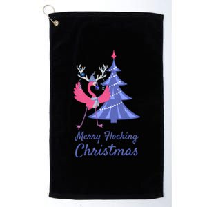 Funny Flamingo Merry Flocking Christmas Tree Decorating Great Gift Platinum Collection Golf Towel