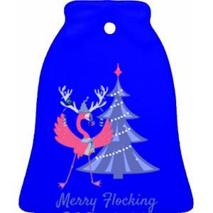 Funny Flamingo Merry Flocking Christmas Tree Decorating Great Gift Ceramic Bell Ornament