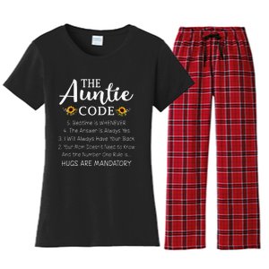 Funny Family Matching Gifts For Aunt The Auntie Code Women's Flannel Pajama Set