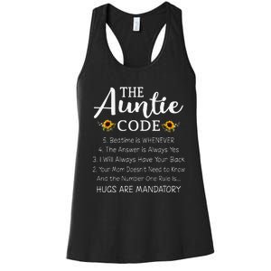 Funny Family Matching Gifts For Aunt The Auntie Code Women's Racerback Tank