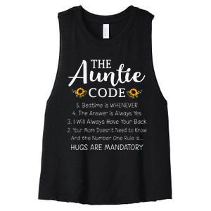 Funny Family Matching Gifts For Aunt The Auntie Code Women's Racerback Cropped Tank