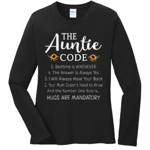 Funny Family Matching Gifts For Aunt The Auntie Code Ladies Long Sleeve Shirt