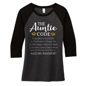 Funny Family Matching Gifts For Aunt The Auntie Code Women's Tri-Blend 3/4-Sleeve Raglan Shirt