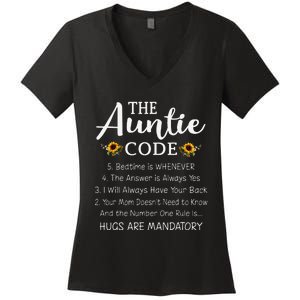 Funny Family Matching Gifts For Aunt The Auntie Code Women's V-Neck T-Shirt