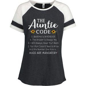 Funny Family Matching Gifts For Aunt The Auntie Code Enza Ladies Jersey Colorblock Tee