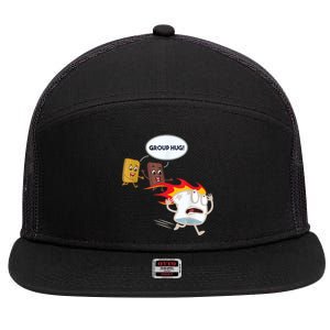 Funny For Men Smores Marshmallow Camping Roasting 7 Panel Mesh Trucker Snapback Hat