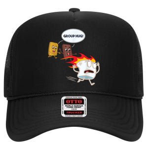 Funny For Men Smores Marshmallow Camping Roasting High Crown Mesh Back Trucker Hat